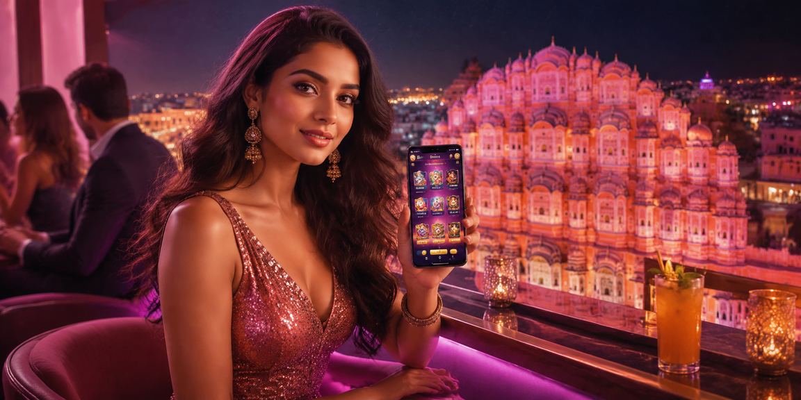 User making mobile payment in Jaipur via phone with Hawa Mahal background