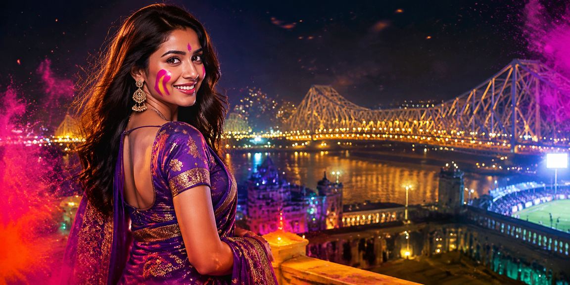 User browsing e260 casino app with Howrah Bridge festival scene